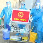 UBND xã Hiệp Thuận, huyện Phúc Thọ, Hà Nội tổ chức diễn tập tình huống về bầu cử trong bối cảnh dịch bệnh Covid-19 diễn biến phức tạp, tại nhà văn hóa số 4 thôn Hiệp Lộc 2. (khu vực bỏ phiếu số 4).